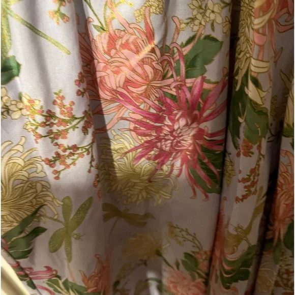 Greta Dress With Gold Dragon Flies And Floral Print. - Picture 4 of 4